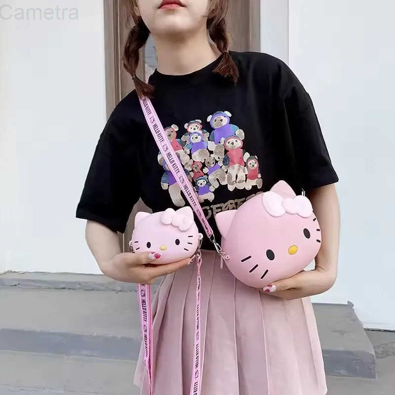 Sanrio 11cm/19cm Hello Kitty Crossbody Bags For Women Kawaii Messenger Bag Travel 3d Shoulder Small Purse Phone Bag Girlfriend Gift H251216
