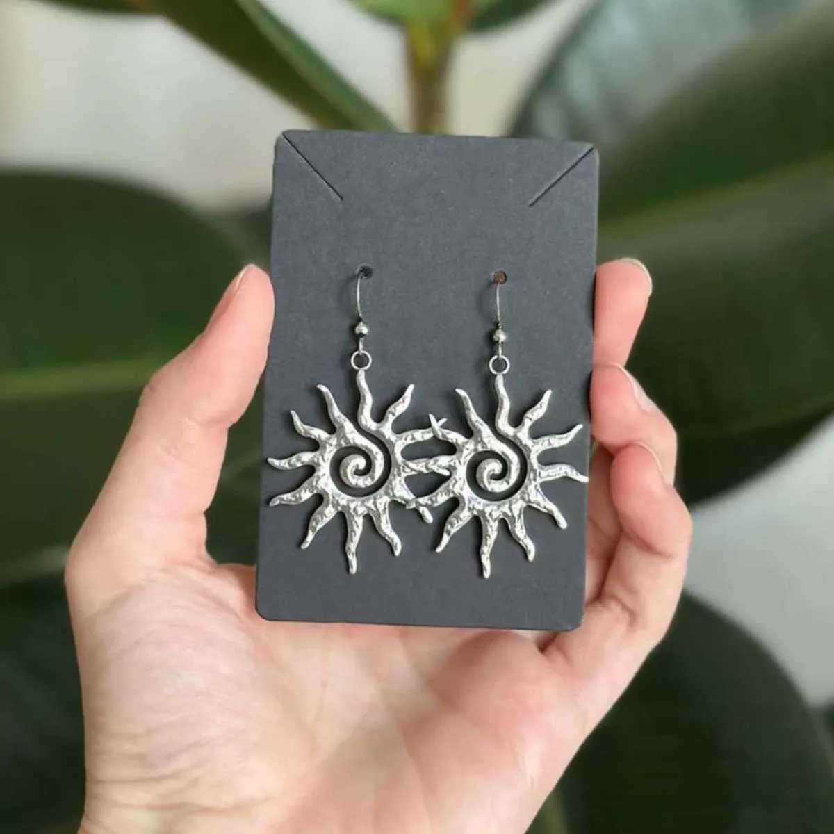 Stainless Steel Swirl Sun Spiral Earrings Large Celestial Earrings Solar Boho Unique Earrings for Women G251216