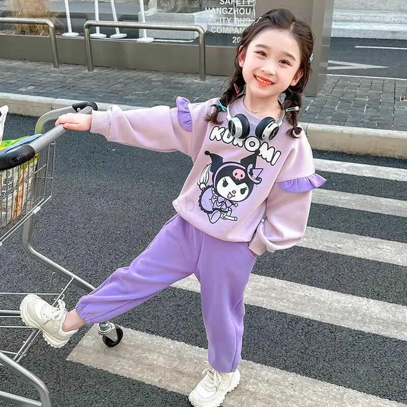 Sanrio Hello Kitty Tops Set Girls Spring Sports 2024 New Fashionable Stylish Cartoon Kuromi Clothes 11 12 Years Girls Winter H251216