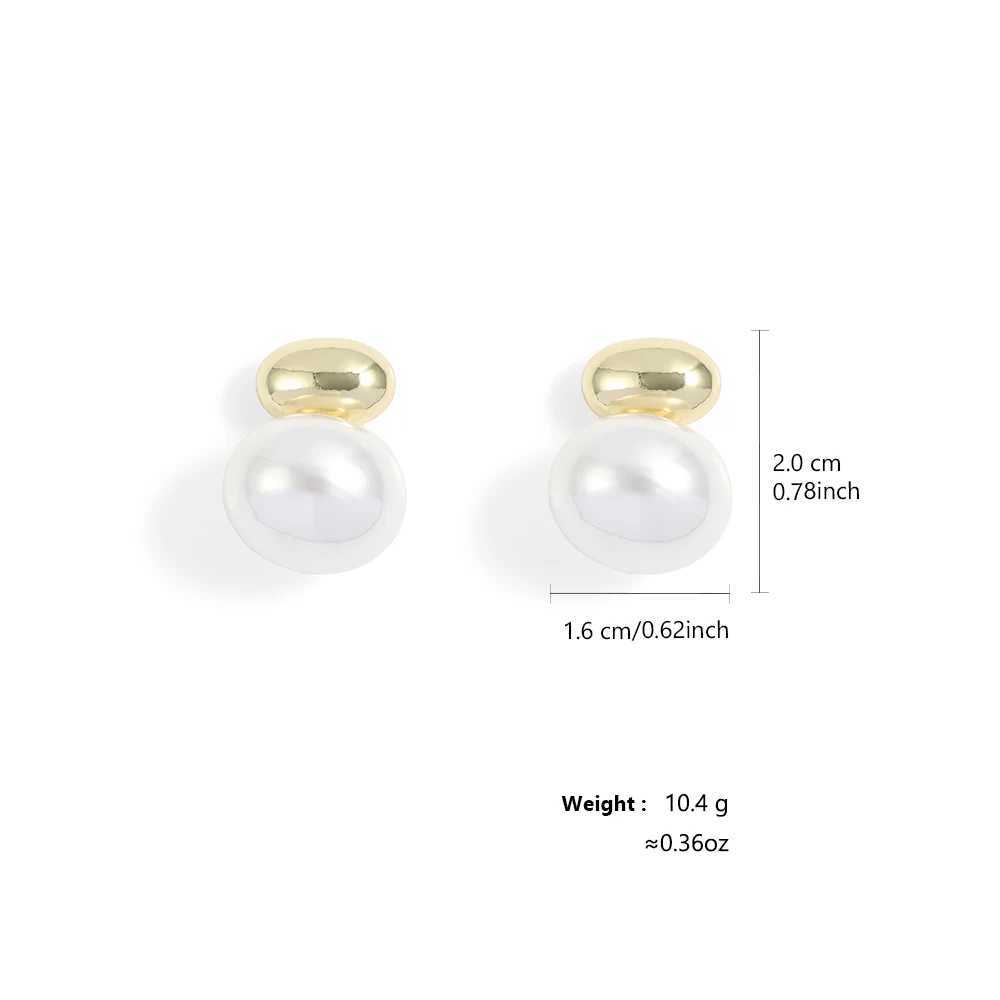 Yupsk French Gold Color Bean Spliced Flat Pearl Earring for Women Korean Fashion Smooth Pearl Ear Accessories Gift For New Year G251216