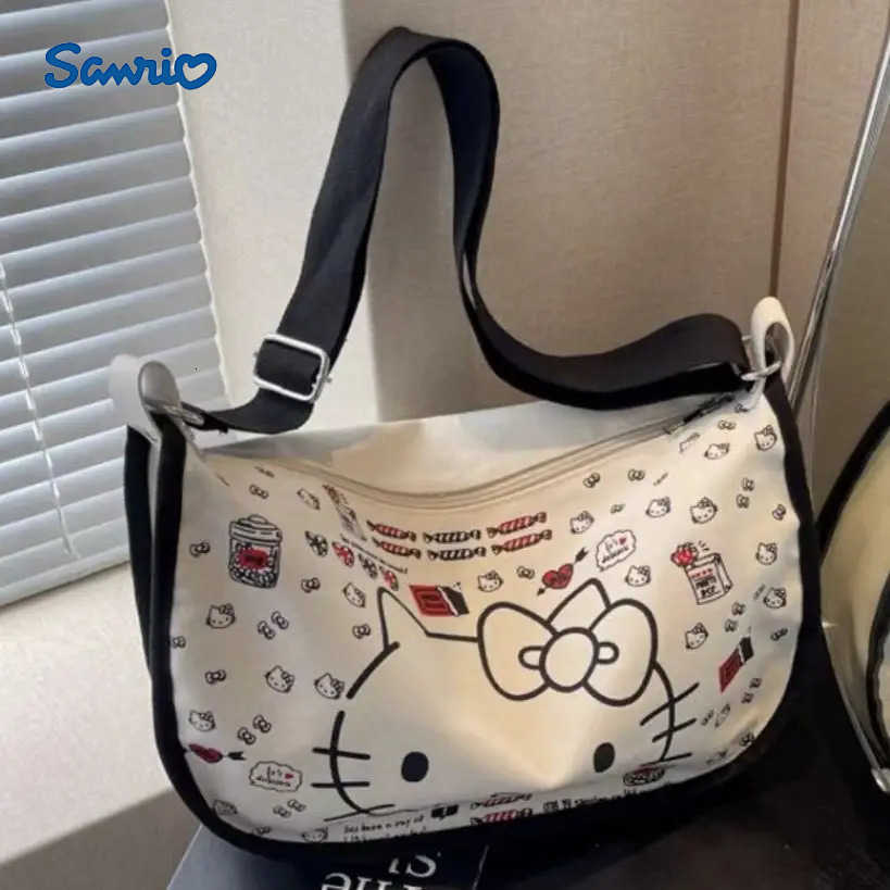 Sanrio 2024 New Keeplay Hello Kitty Stuff Shoulder Canvas Bag Large Capacity Student Crossbody Dumpling Bags for Women Girls H251216