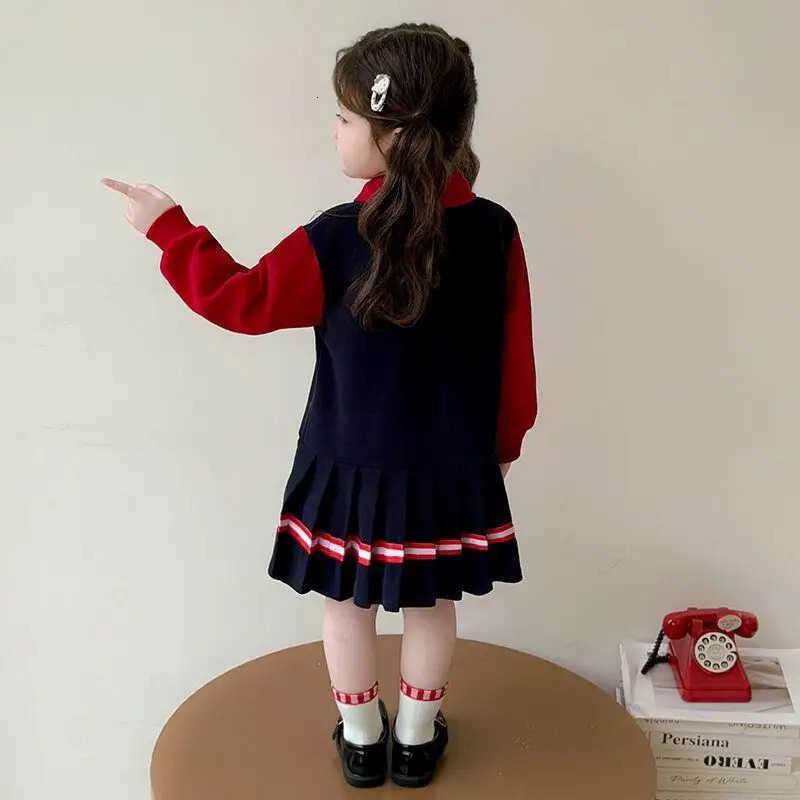 Sanrio Hello Kitty Dress Pleated Skirt Princess Dress Girl College Style Children Spring Fall Kawaii Fashion New Casual Clothing H251216