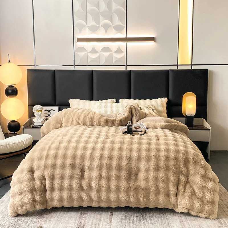 Luxury Faux Rabbit Fur Blanket for Winter Thickened Warm Double Layer Plush Blankets for Bed Fluffy Soft Warmth Quilt Comforter H251216 - view 4