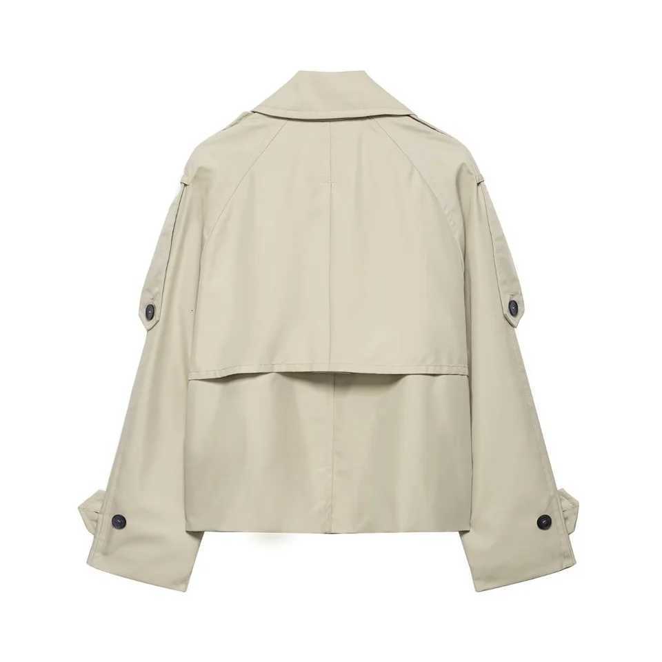Women Double Breasted Windbreaker Coat Autumn Winter Long Sleeve Water Repellent Trench Coat Female Short Jackets StreetwearT251216