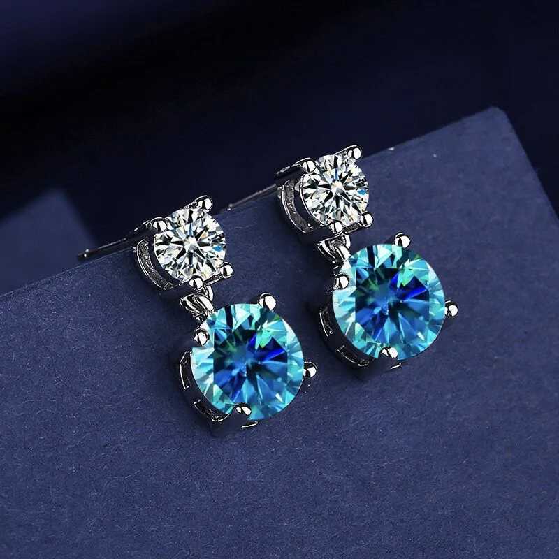 925 Sterling Silver Geometric Stylish Simple Round Zircon Multicolor Womens Daily Elegance Stud Earrings G251216