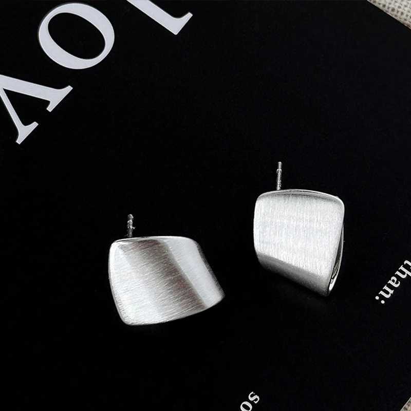 VENTFILLE 925 Sterling Silver Geometry Studs Earrings For Women Frosting Versatile Office Jewelry Party Gift G251216