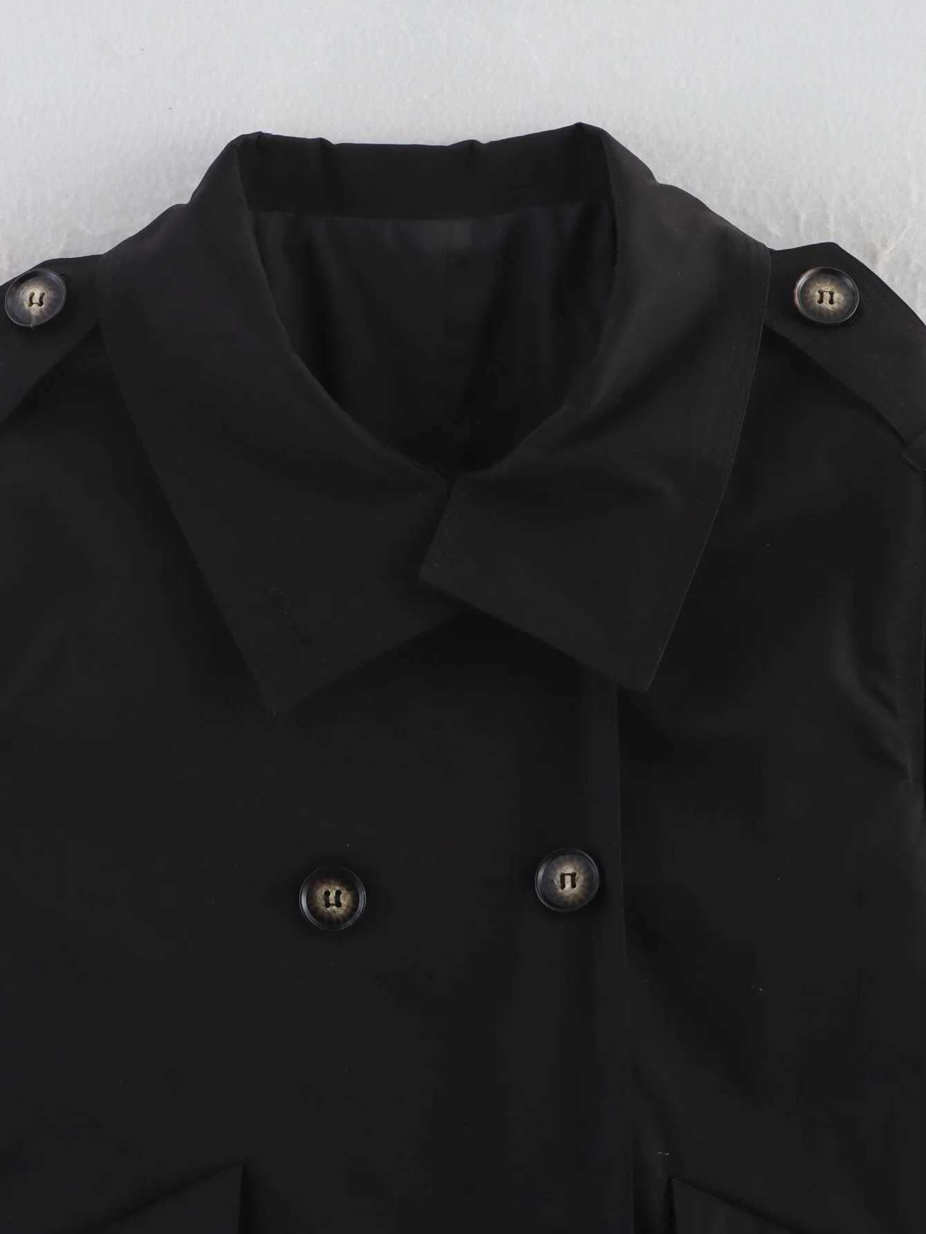 RARA2025 New Summer Womens Casual Temperament Simple Lapel Long Sleeve Fashion Double-breasted Trench CoatT251216