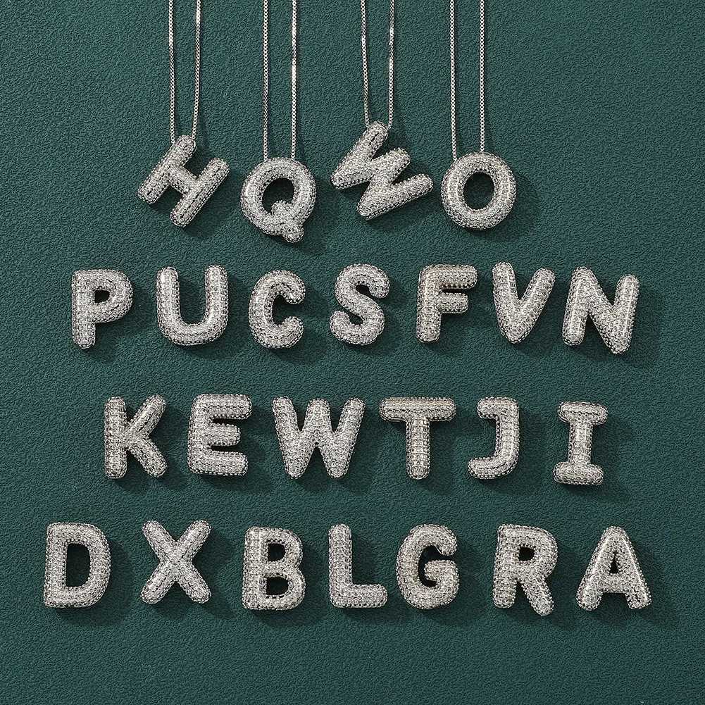 Womens 26 English Alphabet Necklace with Zircon Personality Design Clavicle Chain Silver Plated Necklace M251216