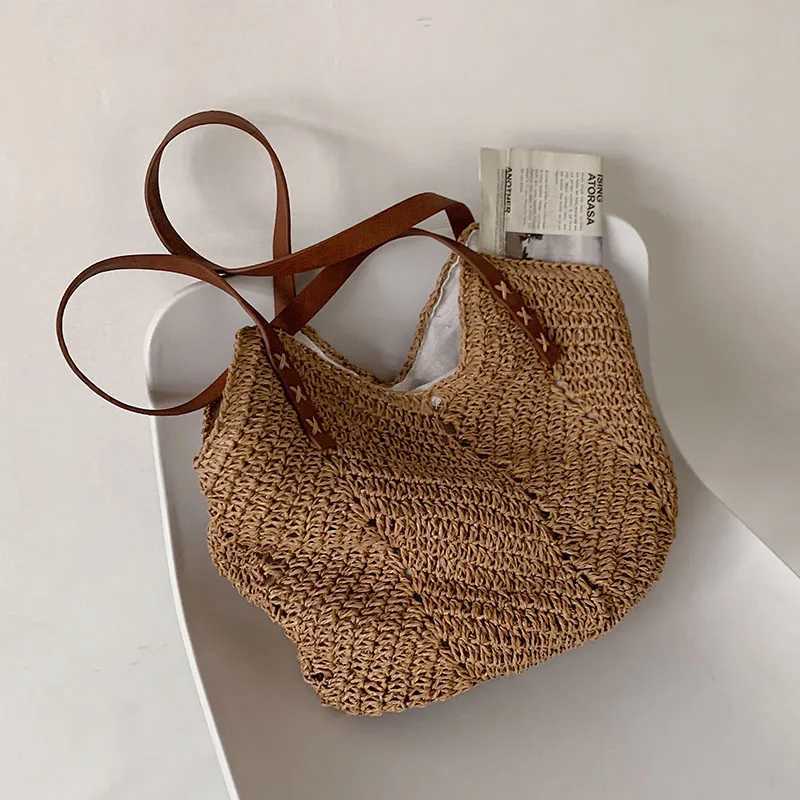 Summer Bucket for Women Rattan Shoulder Bag High Quality Handmade Woven Beach Handbags Female Large Capacity Totes M251216