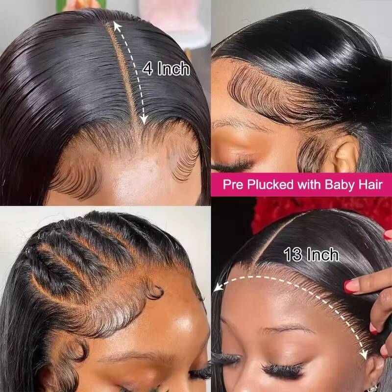 100 Human Hair Brazilian Raw Full Lace Front Wigs 250 Density HD Human Hair Wig 13x6 13x4 Pre-Plucked with Transparent Lace