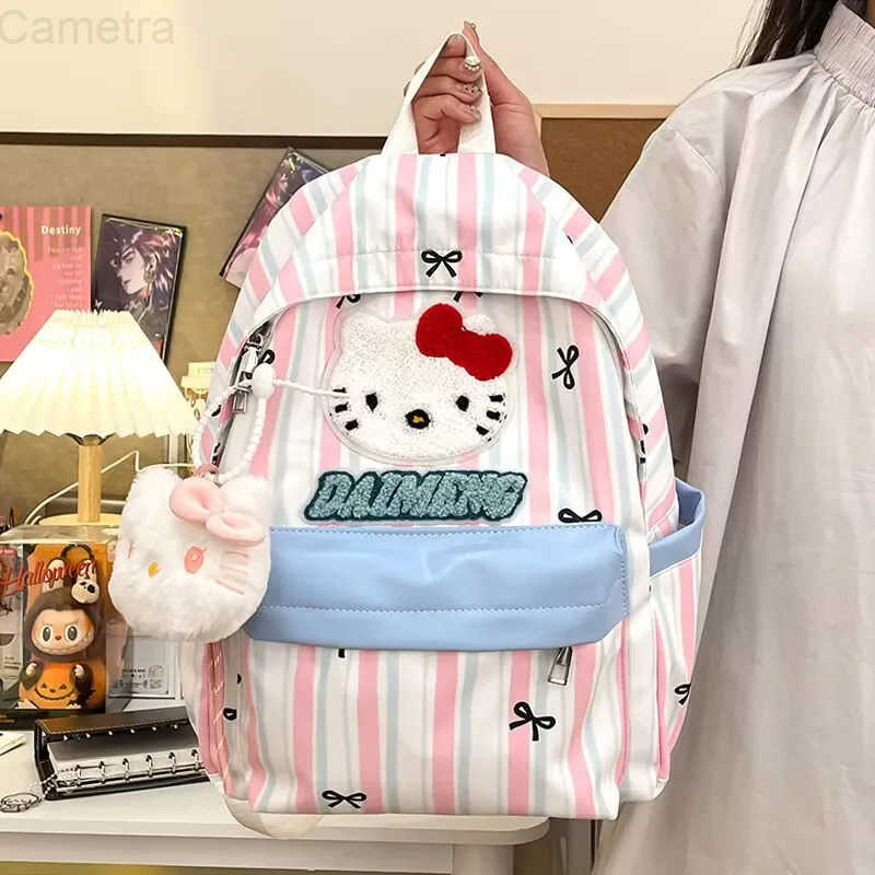 Sanrio Cartoon Hello Kittys Backpack All-Match Boy Girl School Bag Light Go Out Leisure Bags for Woman Ita Bag Canvas Large Capacity H251216