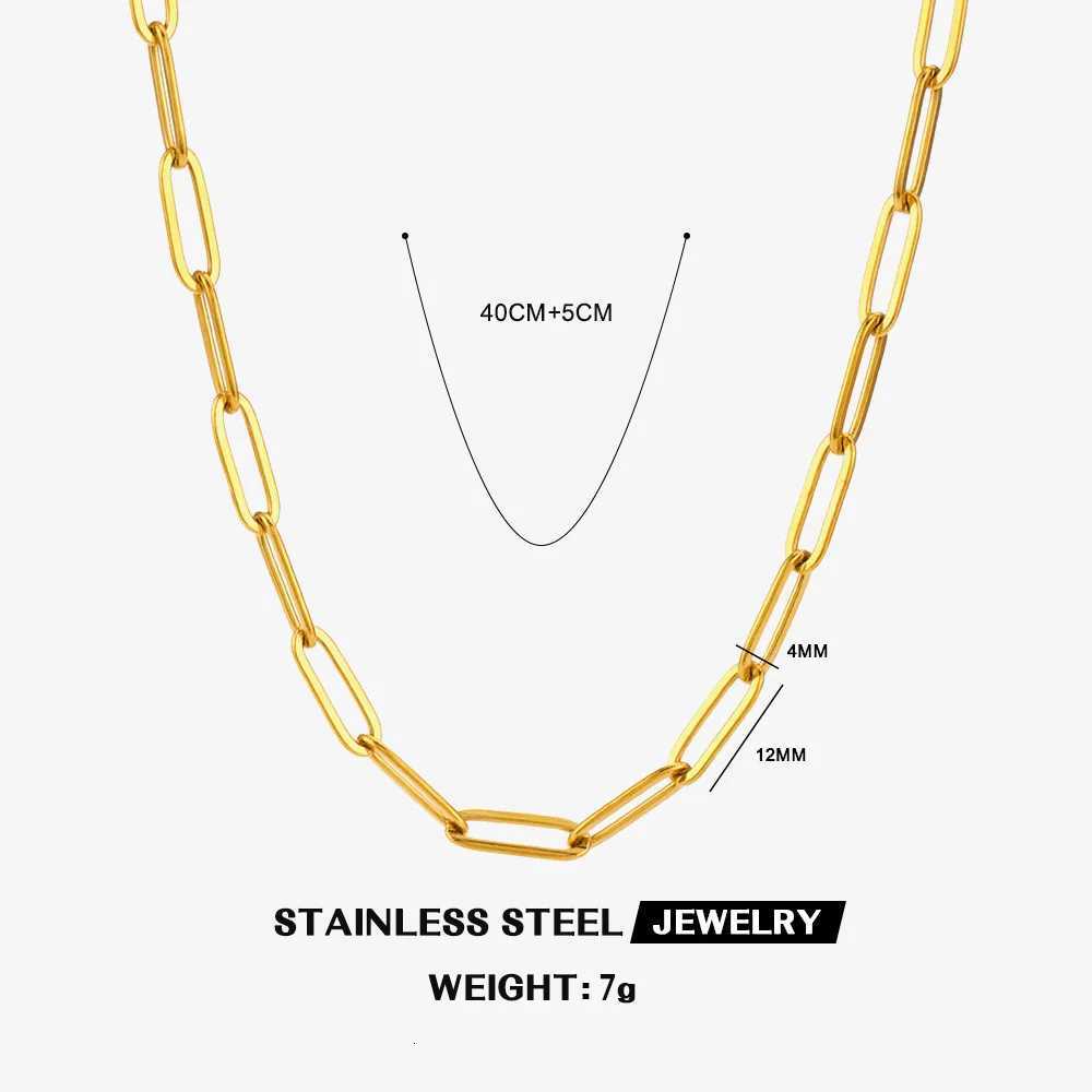 18K Gold Plated Necklace Stainless Steel Paper Clip Chain Necklace Simple Fashion Necklace for Women M251216