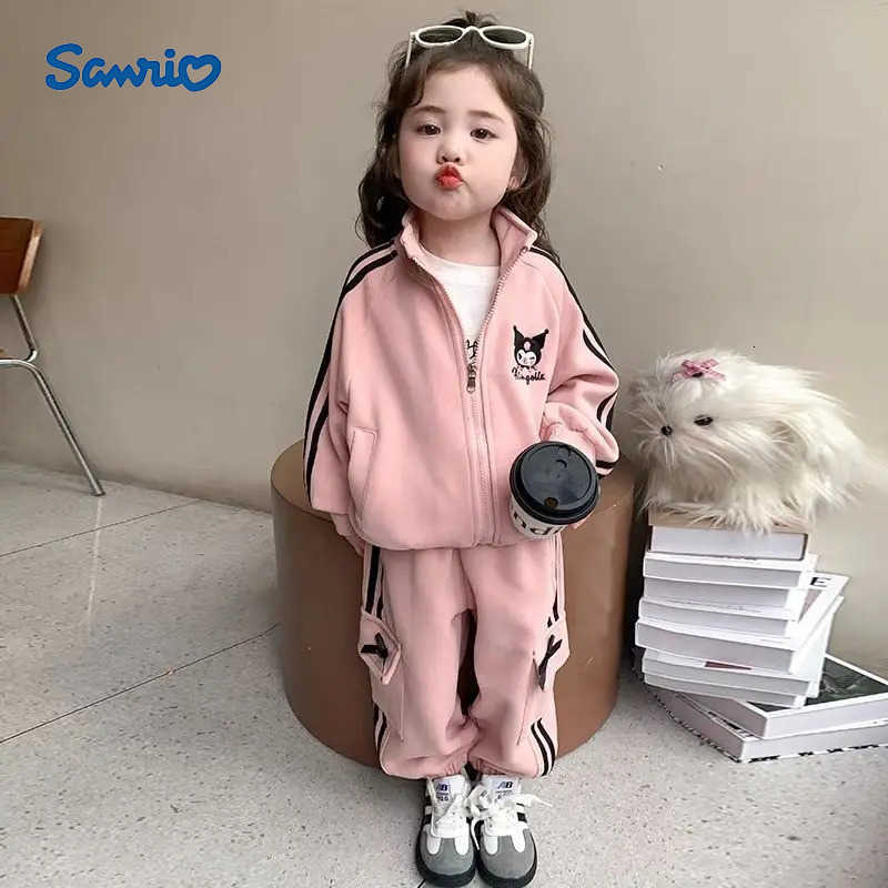 Sanrio Kawaii Children Cute Cartoon Sportswear Comfortable Kuromi Trousers Jacket Student Suit Christmas Birthday Gift for Girls H251216