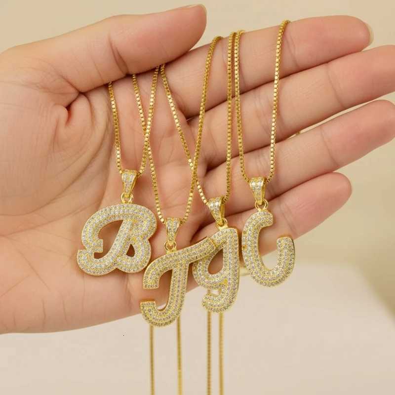 18K Gold Plated Waterproof Thick Bubble Alphabet Letter Clavicle Choker Necklace Sparkling Rhinestone Balloon Initial Jewelry M251216