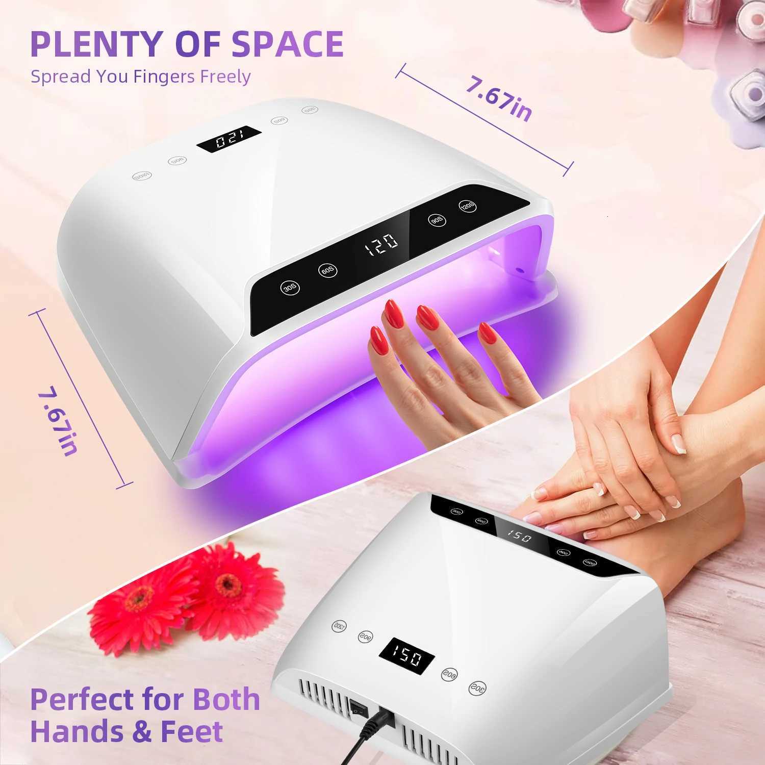 72LEDS Nail Drying Lamp For Nails Gel Polish With 4 Timer Setting HD Display Screen Auto Sensor Professional Nail Drying MachineT251216