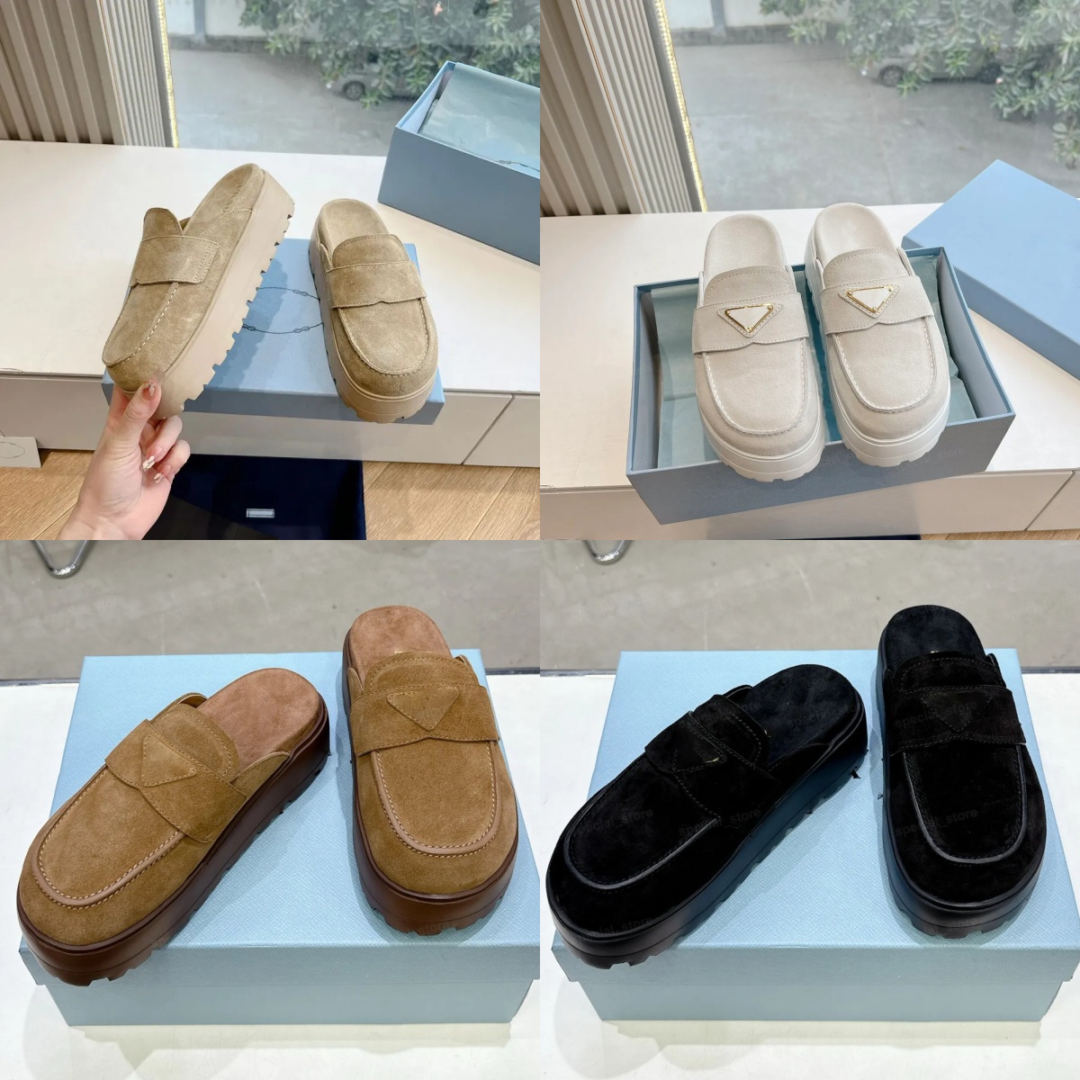 Designer slides Suede Platform Mules Shoes shearling clogs Womens Slipper Sandal Fur Slipper Luxury Shoes Vacation Shoes Womens Slides Casual Shoes