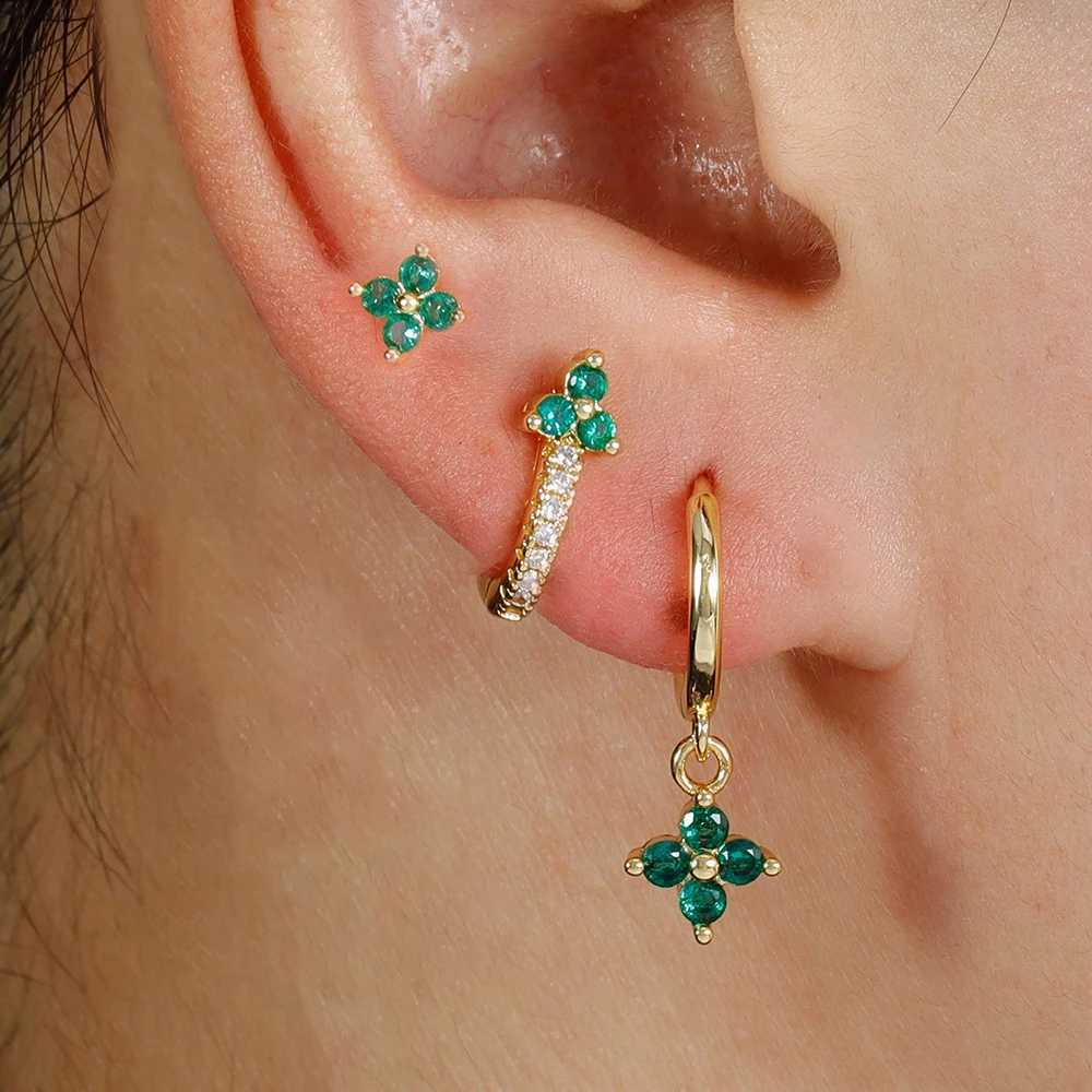 3PCS Fashion Stainless Steel Flower Small Hoop Earrings Set for Women 18K Gold Plated Huggie Cartilage Piercing Jewelry aretes G251216