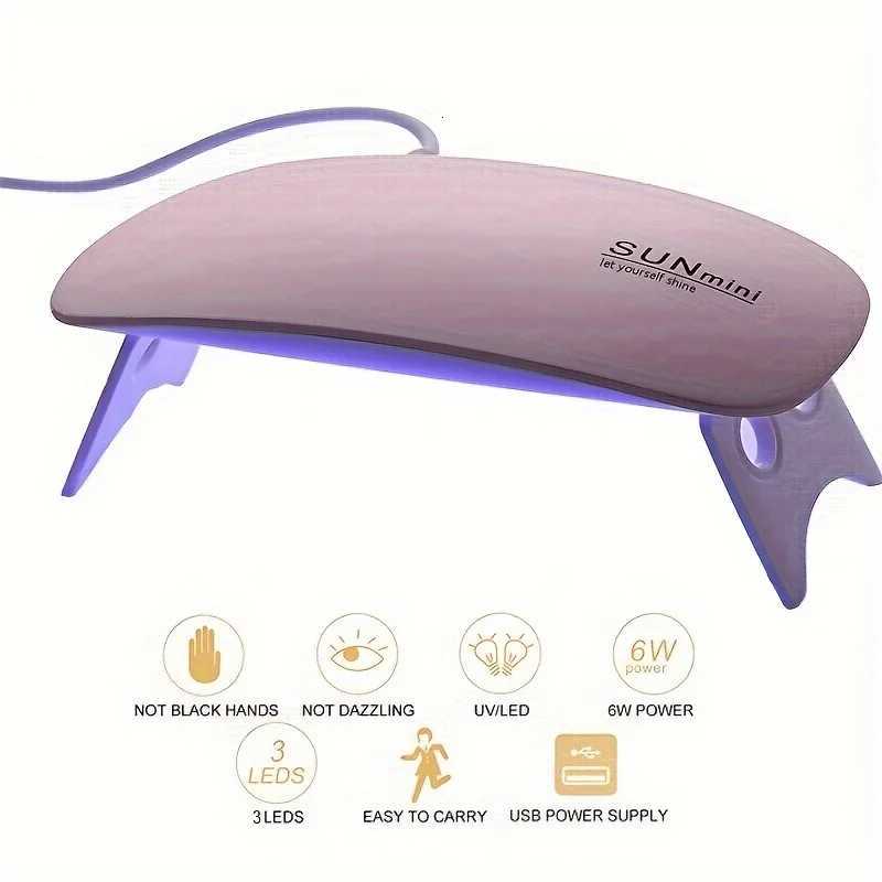 Mini Nail Polish Glue Drying Baking Lamp USB Interface Folding Mouse Lamp Small Nail LampT251216