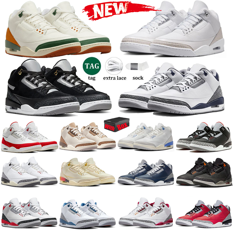 Designer Shoes Basketball Shoes 3s Sneakers Sports Shoes Luxury Our Labor White Green Black Cat Black Cement Summit White Men Cushion Platform Trainers 36-47 With Box