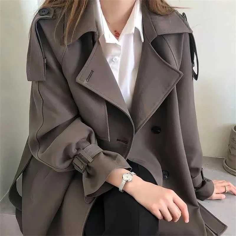 Womens Trench Coat 2025 New Spring Autumn Temperament Female Windbreaker Outwear Loose Casual Versatile Styles Ladies OuterwearT251216