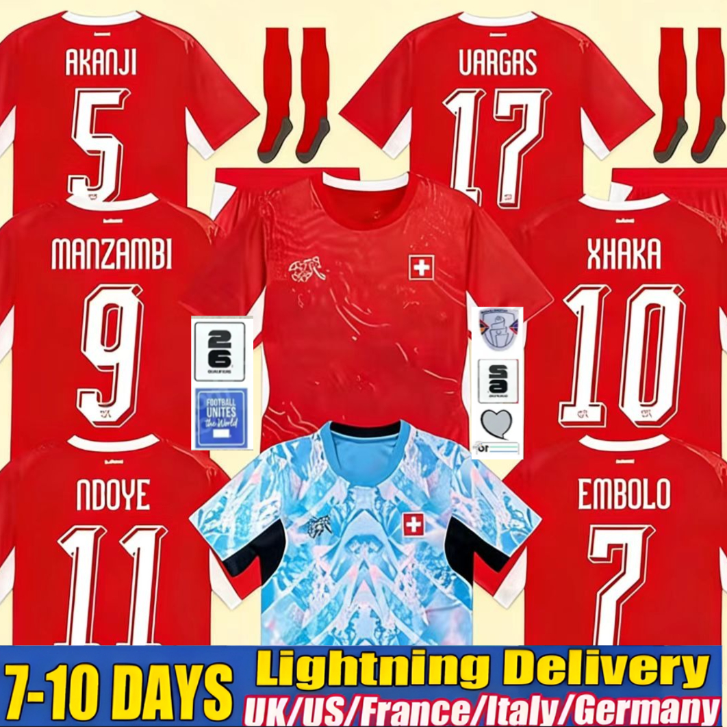 2026 World Cup Switzerland National Team Soccer Jerseys ELVEDI AKANJI ZAKARIA SOW RIEDER EMBOLO SHAQIRI home away Football shirts mens kids kit