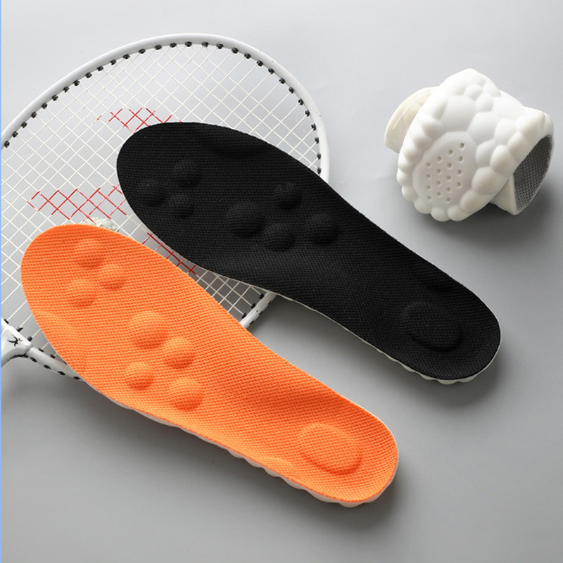 4D Running Massage Insole Super Soft Sports Shoes Cloud Insoles for Feet Shock Absorption Shoe Sole Arch Support Massage Inserts