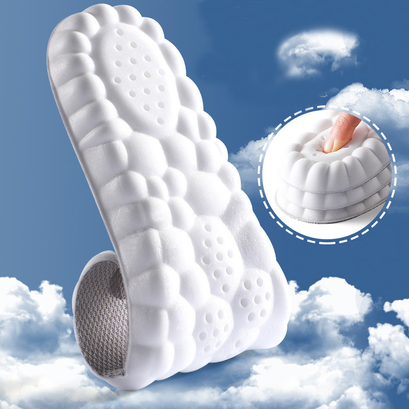 4D Running Massage Insole Super Soft Sports Shoes Cloud Insoles for Feet Shock Absorption Shoe Sole Arch Support Massage Inserts