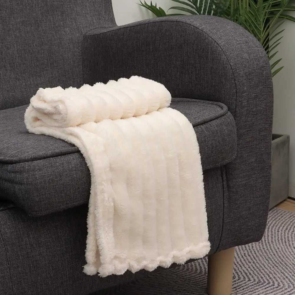 New Double Sided Warm Blanket Warm Skin-Friendly Throw Blanket Solid Color Ultra Soft Bunny Blanket H251216 - view 3
