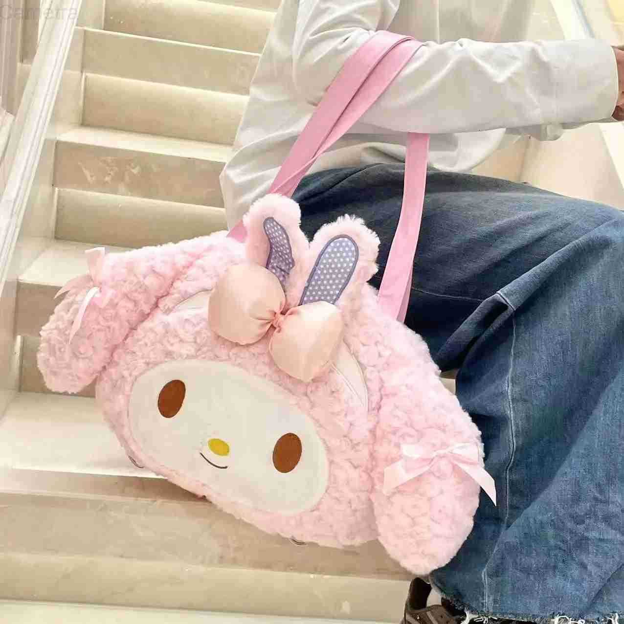 Sanrio Cinnamoroll Backpack Lovely Messenger Bag Cartoon My Melody Sweet Piano Plush Bag Shoulder Bag Tote Bag Gifts Girl H251216