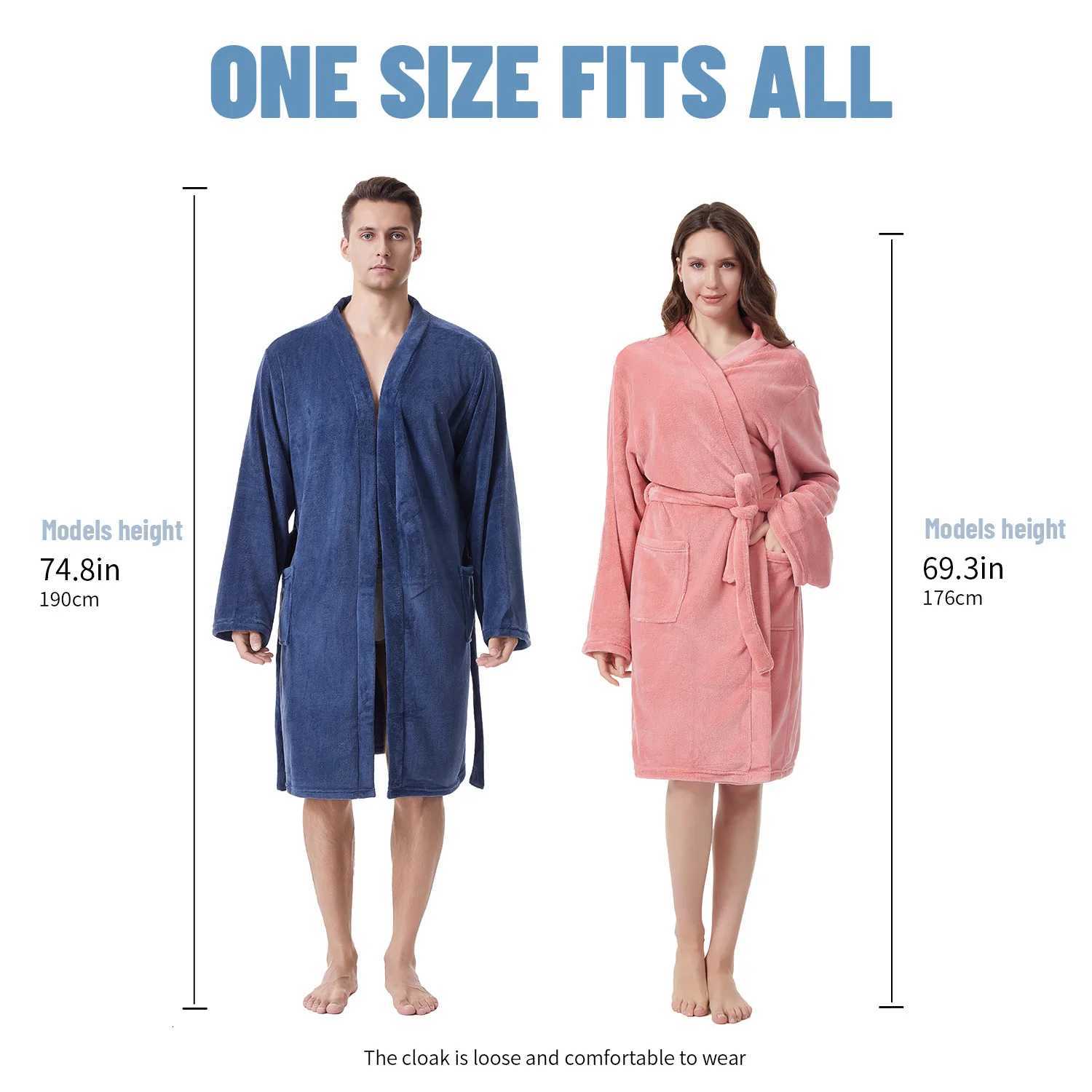 Mutao Bathrobes with Belt For MenWomen Fleece Soft Fluffy Bathrobe Plush Cozy Long Spa Robe Water absorption Quick drying C251216