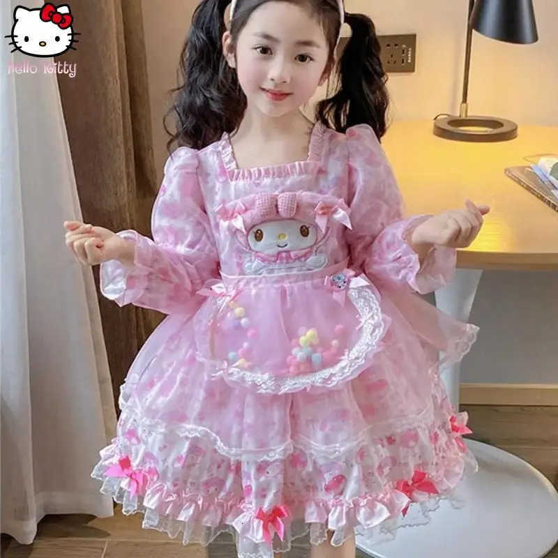 Sanrio Girl My Melody Halloween Princess Dress Kawaii Spring Autumn New Anime Cartoon Childrens Lolita Dress Christmas Birthday H251216