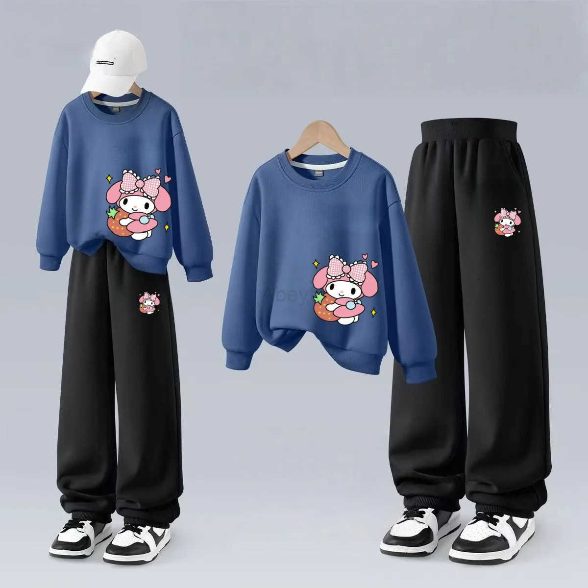 Sanrio Autumn Baby Girl Clothes Set Cartoon Printed Pullover Sweatshirts Top And Pants Bottom 2 Pieces Suit Kid Children Boy Tracksuits H251216