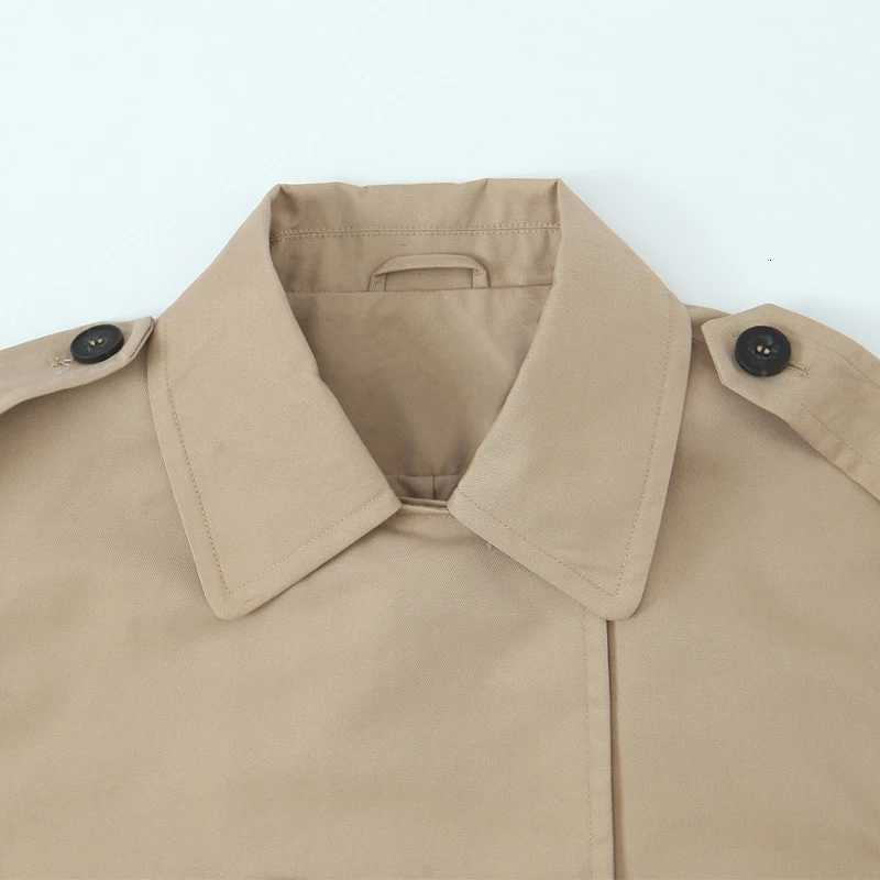 Willshela Women Fashion Khaki Double Breasted Short Trench Jacket Vintage Notched Neck Long Sleeve Female Chic Lady Coat OutfitsT251216