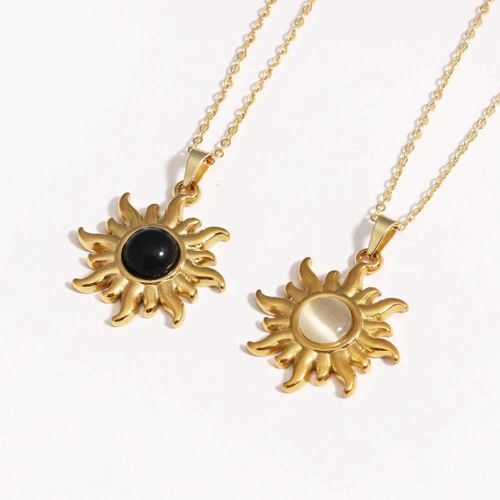 316L Stainless Steel Golden Fashion Sun Pendant Necklace For Women Girl 2025 New Concise Solar Neck Chain Jewelry Gift M251216