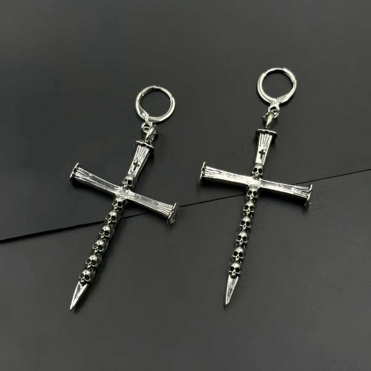 Personalized and Creative Y2K Skull Cross Pendant Womens Earrings Gift for Friends at Festival Parties G251216