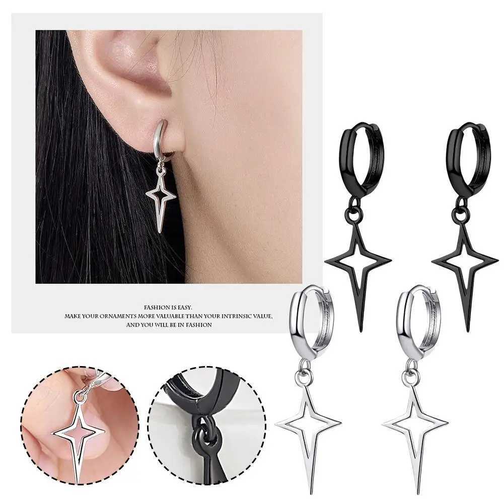 Classics Pointed North Star Small Hoop Earring For Women Silver Color Drop Earrings TrenDY Hollow Star Earring G251216