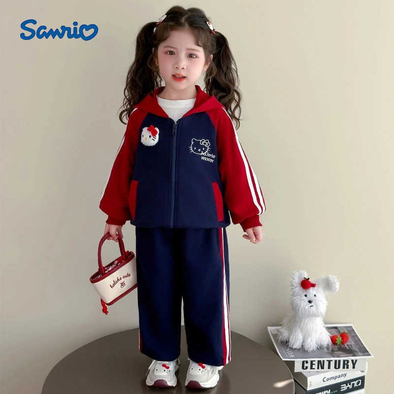 Sanrio Baby Girl Clothes Set Autumn Kid Sweatshirts Hooded Top Pants 2pcs Suit Children Tracksuits Outfit Fashion Baseball Uniform H251216
