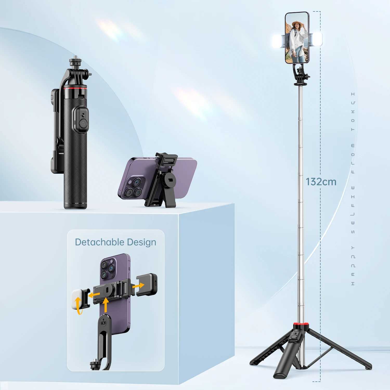 Selfieshow C13 C13d Long Handle Detachable Wireless Bluetooth Stable Tripod Selfie Stick Holder Monopod Stand for Cell Phone G251216