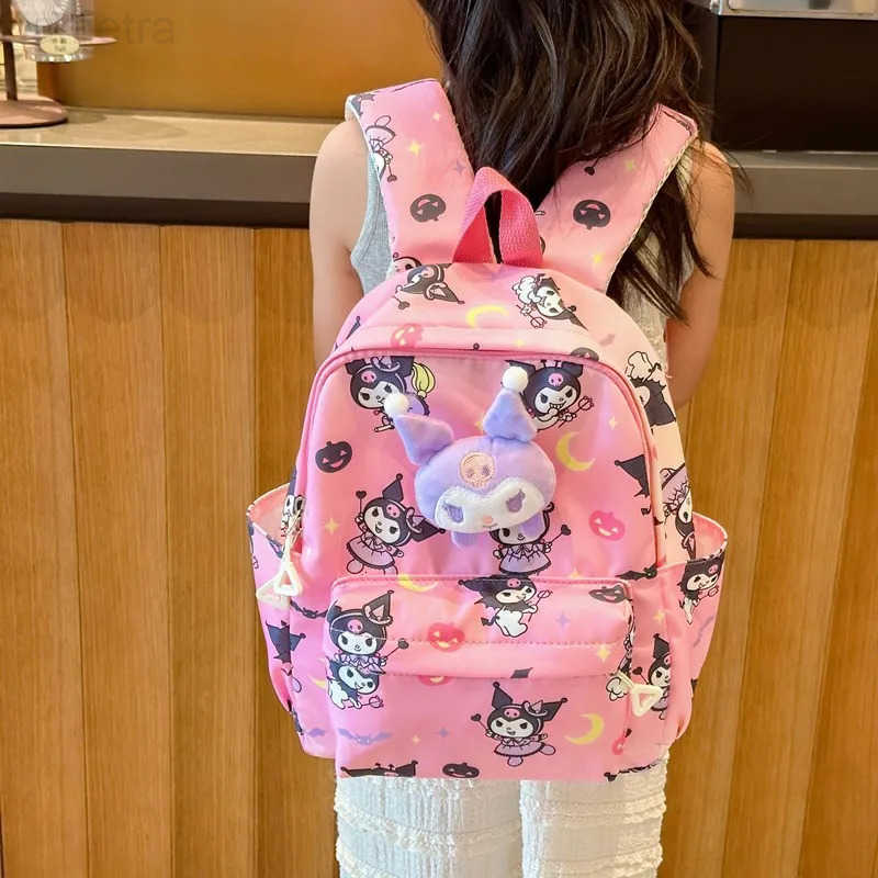 Sanrio School Season Beginners Backpack for Kids Anime Kuromi Cinnamoroll Large Capacity Suitable for Boys and Girls Halloween Gift H251216
