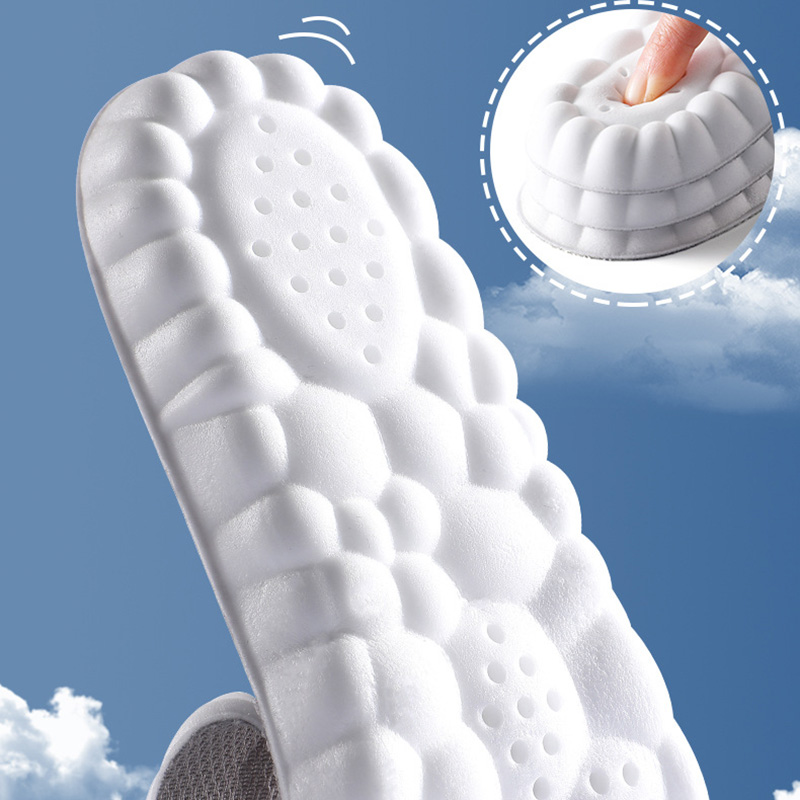 4D Cloud Technology PU Massage Arch Support Insoles High Elasticity Shock Absorption Odor Control Sweat Absorption Comfortable Walking Sports Insoles 