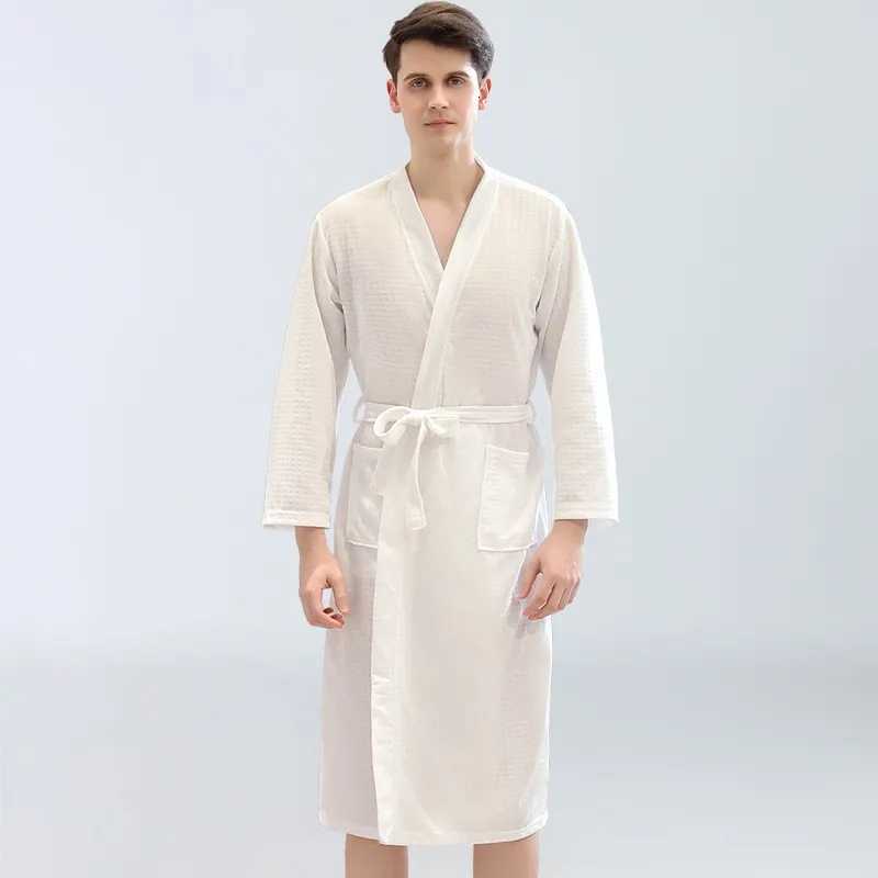 Spring and Summer Waffle Bathrobe Men and Women Sauna Clothing Sweatshirt Robe Mens Water-Absorbent Quick-Drying Homewear C251216