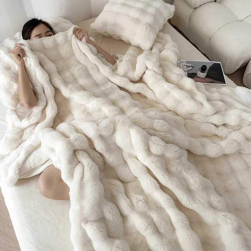 WASART Faux fur plush throw blanket warm winter soft fluffy blankets for bed luxury plaid couch cover for sofa pillow case gift H251216 - view 7