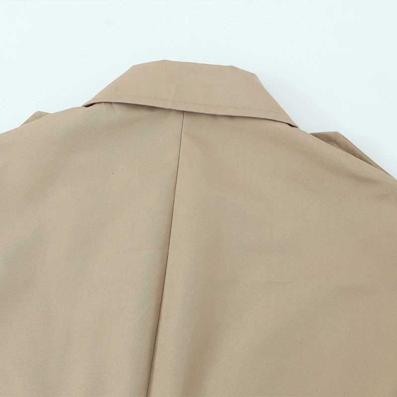 Willshela Women Fashion Khaki Double Breasted Short Trench Jacket Vintage Notched Neck Long Sleeve Female Chic Lady Coat OutfitsT251216