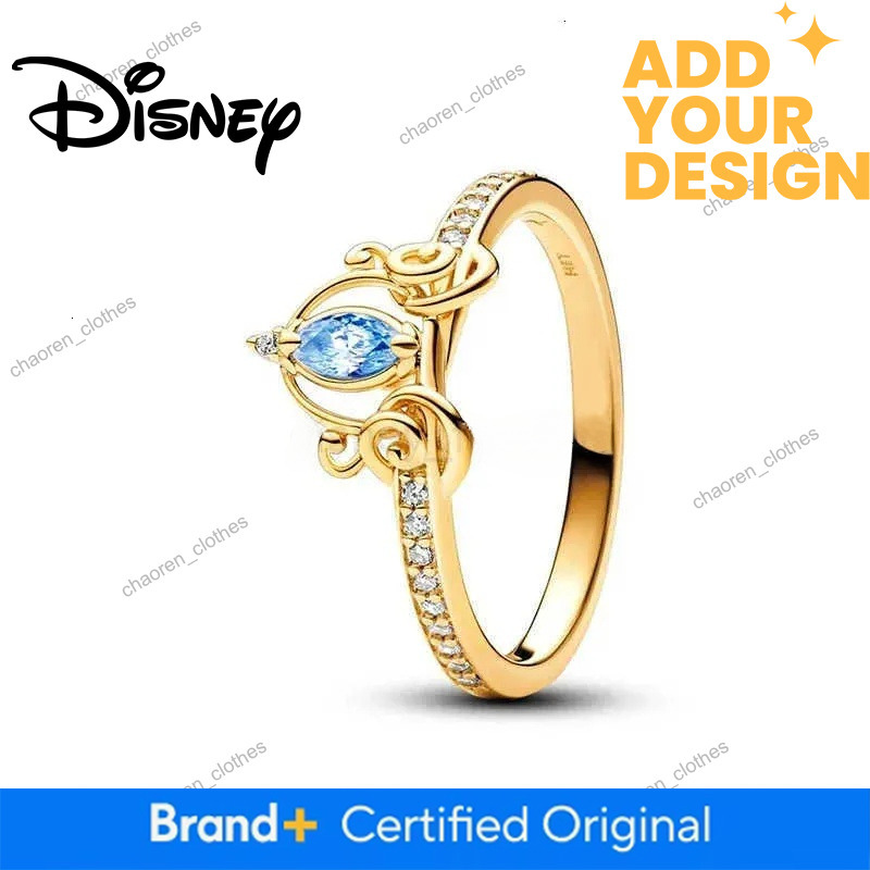 Disney custom Classic Shiny Princess Crown Red Bow HeartShaped Ring Suitable For Wedding Party Female Original Jewelry DIY GiftXJ251013