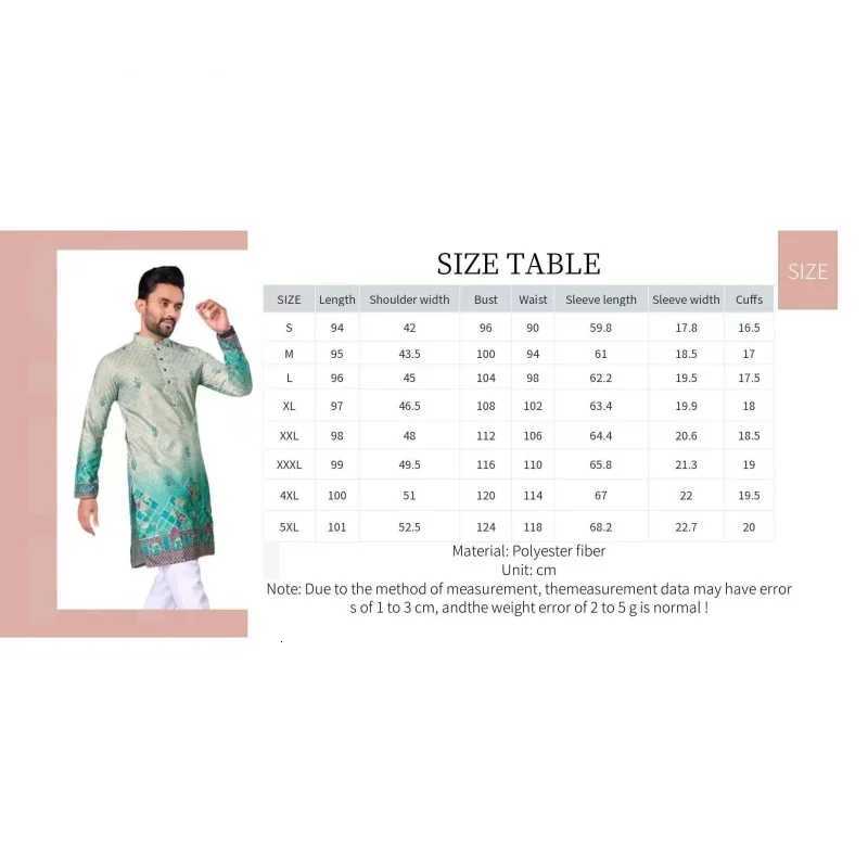 2025 Men Digital Printed Kurta Vardha Regular Fit Mandarin Collar Long Suitable All Occasions Such Wedding Hari Raya Summer W251216