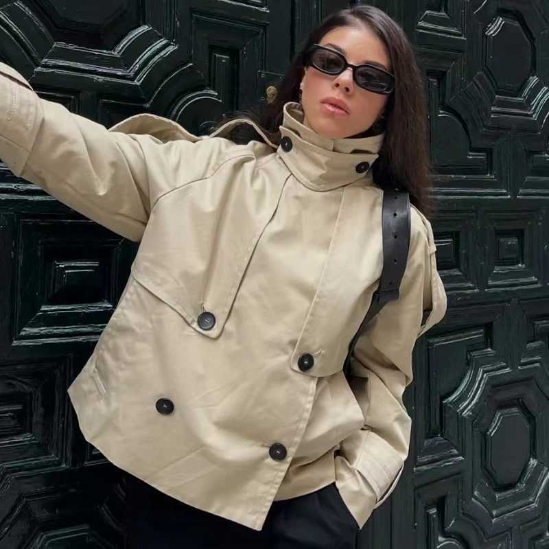 Chic Khaki Loose Womens Jacket Atumtn New Single Breasted Pocket Women Trench Coat 2025 New Female Windbreaker OutwearT251216