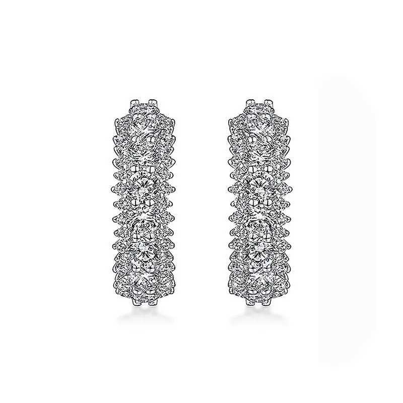 925 Sterling Silver Cubic Zirconia Hoop Earrings Luxury Ear Accessories for Women Wedding Party Aesthetic Jewelry New G251216