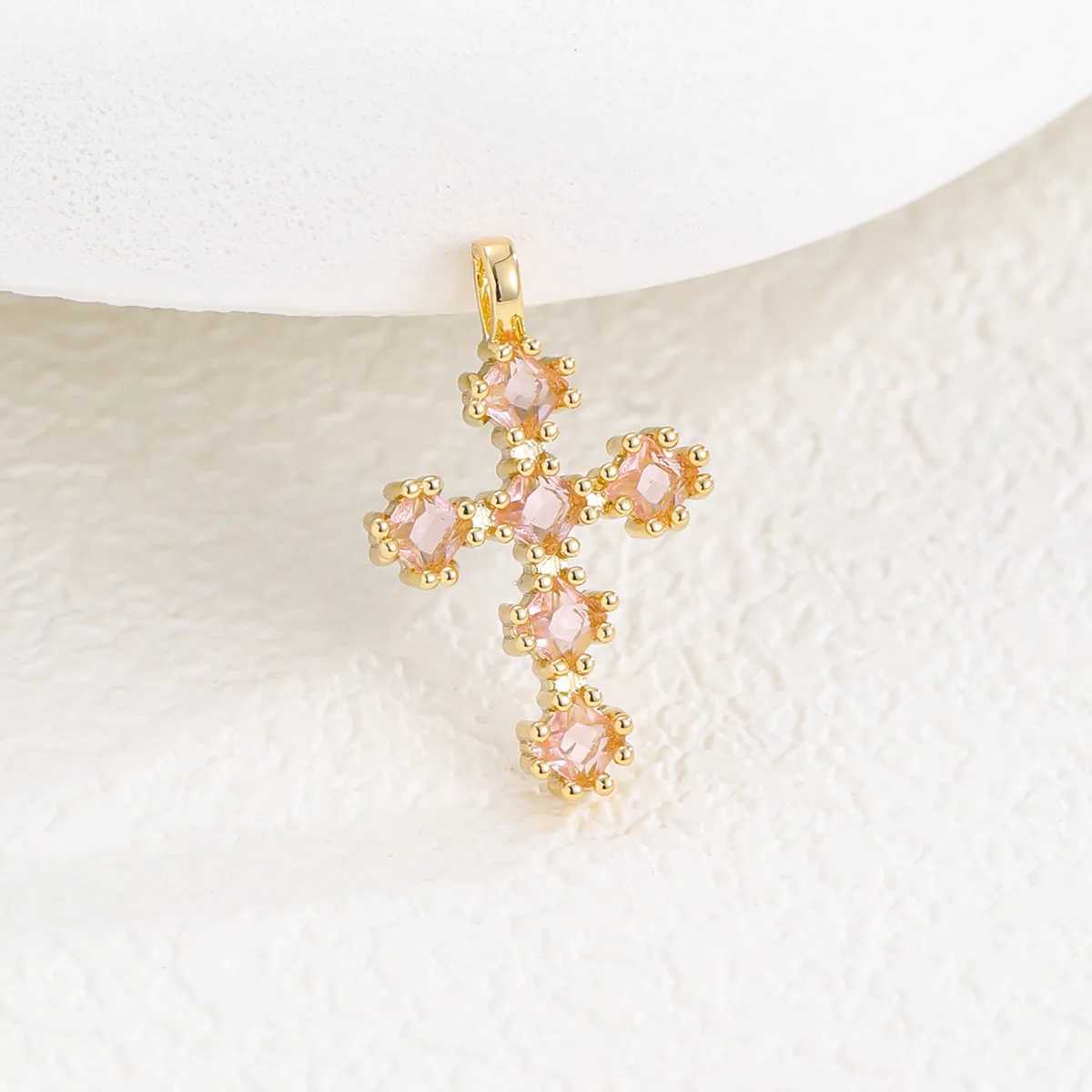 Womens Clavicle Necklace 1-12 Months Gold Plated Zircon Cross Necklace M251216