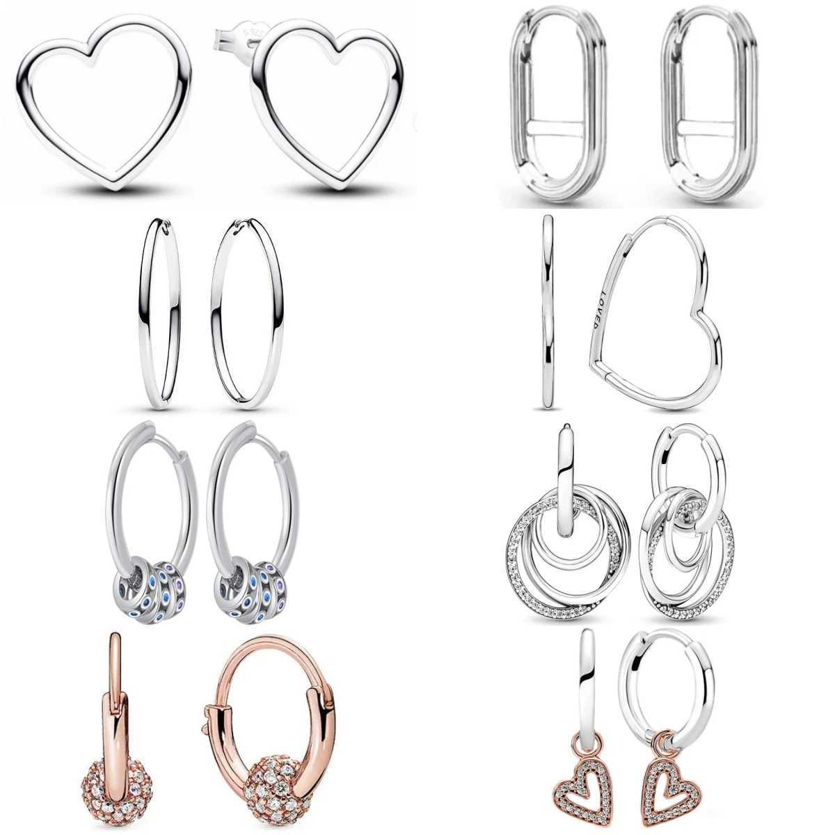 Hot Sell New 925 Silver Hoop Infinite Love Earrings White Stone Rose Gold Heart Pendant DIY Jewelry For Women G251216