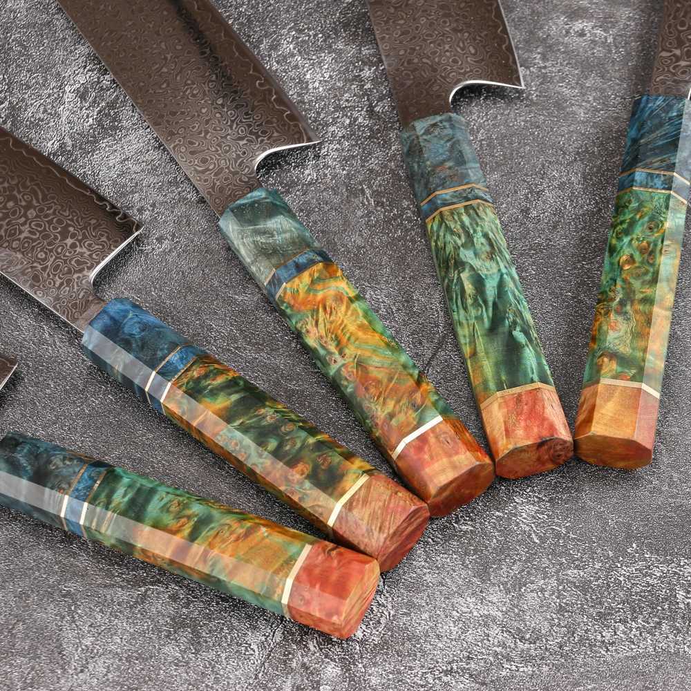 8 Inch Chef Knife 67 Layers VG10 Damascus Steel Kitchen Knives Stabilized Colored Wood Handle Professional Japanese Kiritsuke Kn C251216